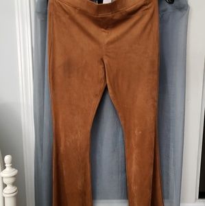 faux suede bell bottom flair pants